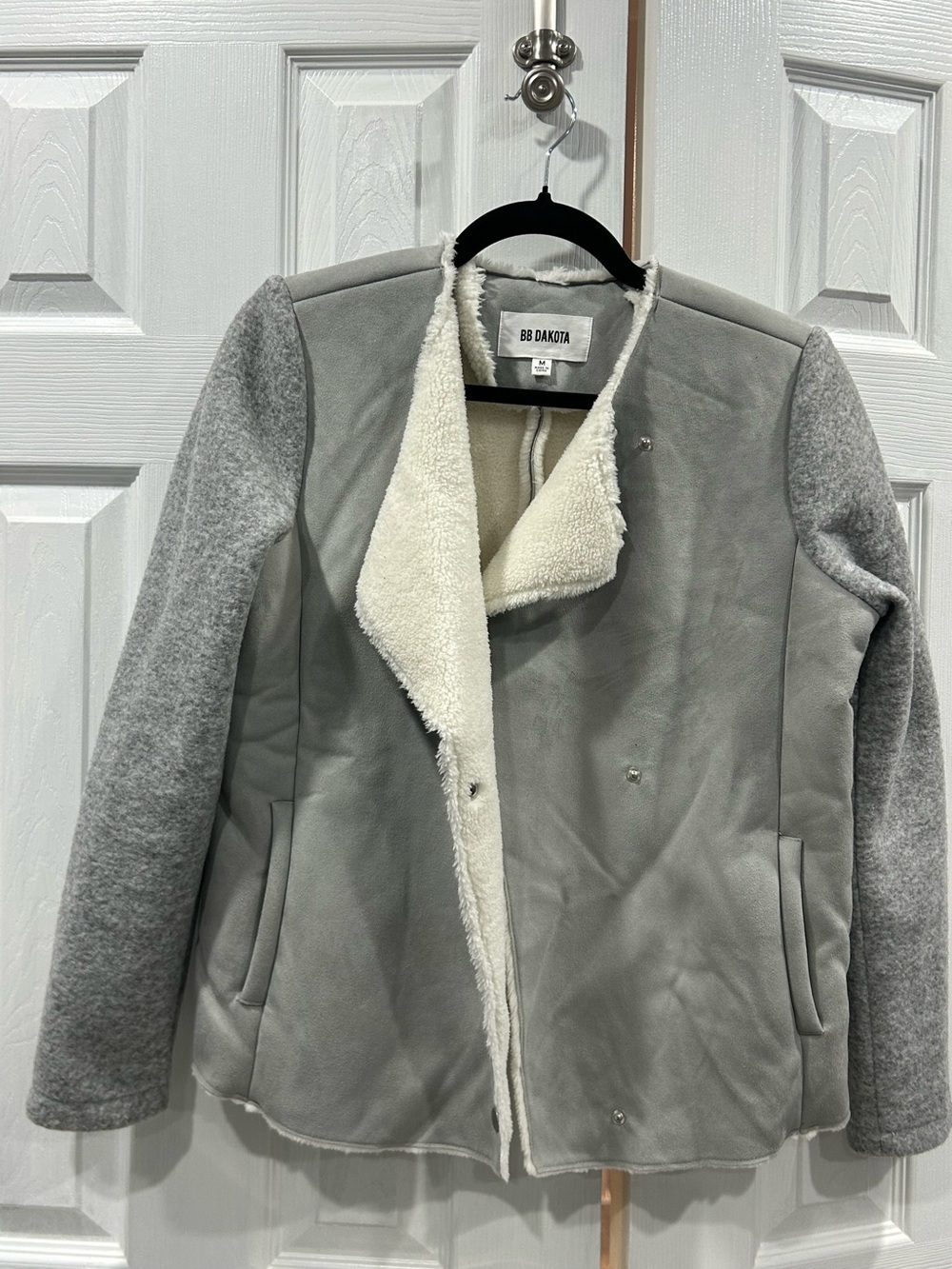 BB Dakota Gray Sherpa-Trim Teddy Jacket